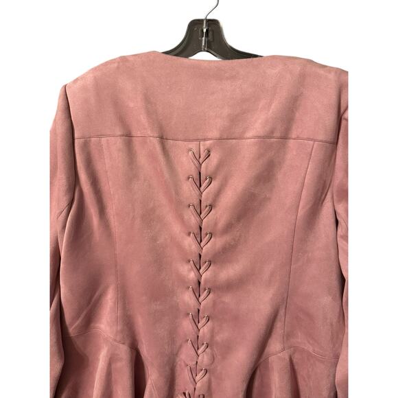 Lane Bryant Ultra Suede Peplum Jacket 24W Pink Zip Front - Picture 5 of 10